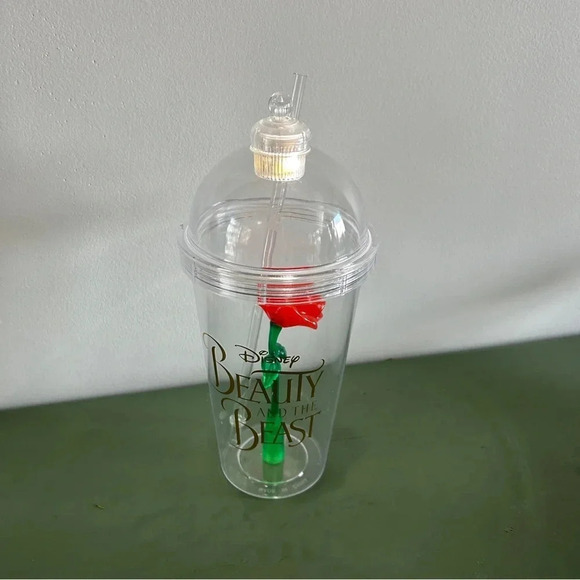 Disney Parks Collectible Drink Tumbler Cup Light Up Beauty And The Beast Rose 🌹 - Picture 5 of 9